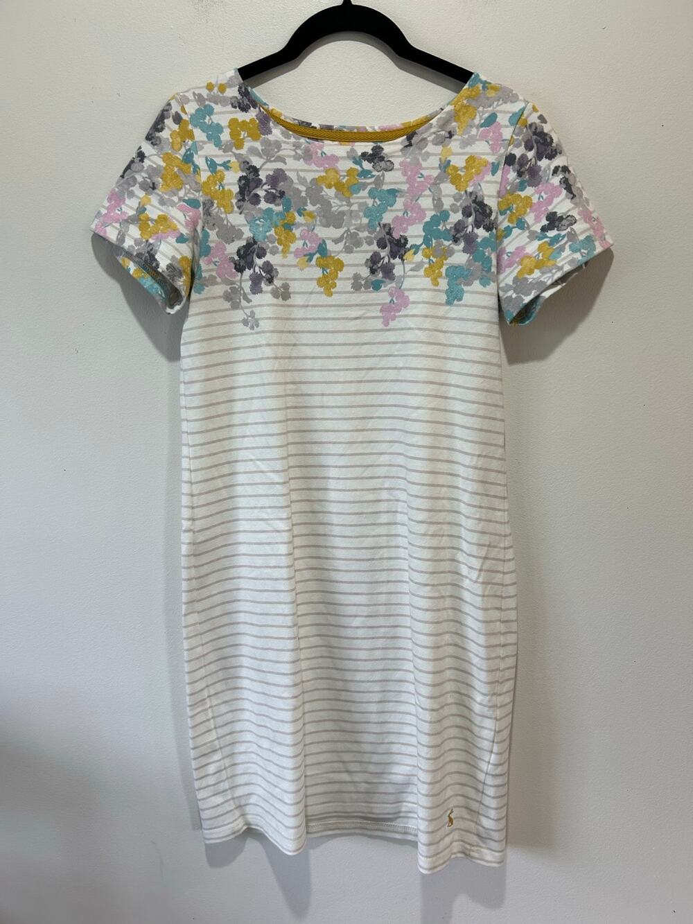 Joules t shirt dress size 4 cotton floral striped romantic classic preppy casual